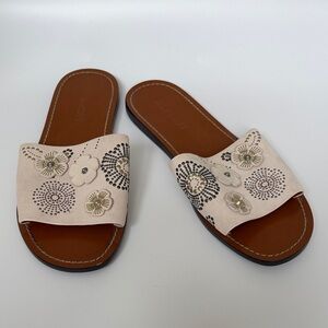 Coach Cream Floral Slide Sandals